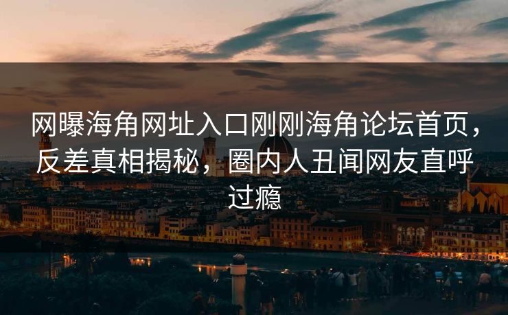 网曝海角网址入口刚刚海角论坛首页，反差真相揭秘，圈内人丑闻网友直呼过瘾