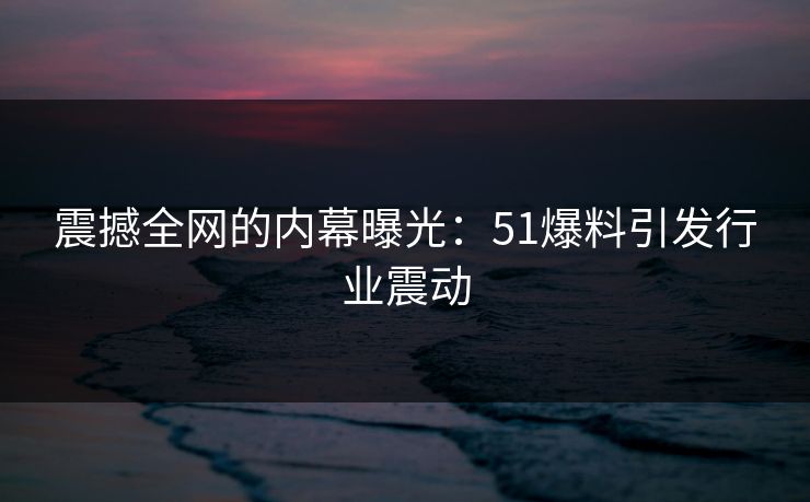 震撼全网的内幕曝光：51爆料引发行业震动