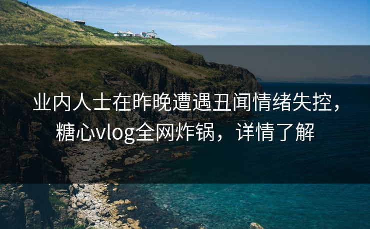 业内人士在昨晚遭遇丑闻情绪失控，糖心vlog全网炸锅，详情了解