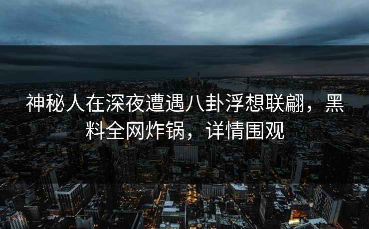 神秘人在深夜遭遇八卦浮想联翩，黑料全网炸锅，详情围观